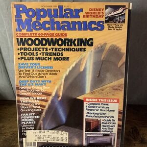 POPULAR MECHANICS Vintage Magazine Nov. 1986 Woodworking Awesome Cigarette Ads